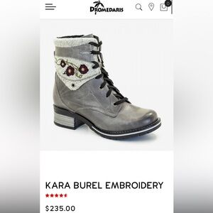 DOMEDARIS Gray Embroidered Zip Combat Boots